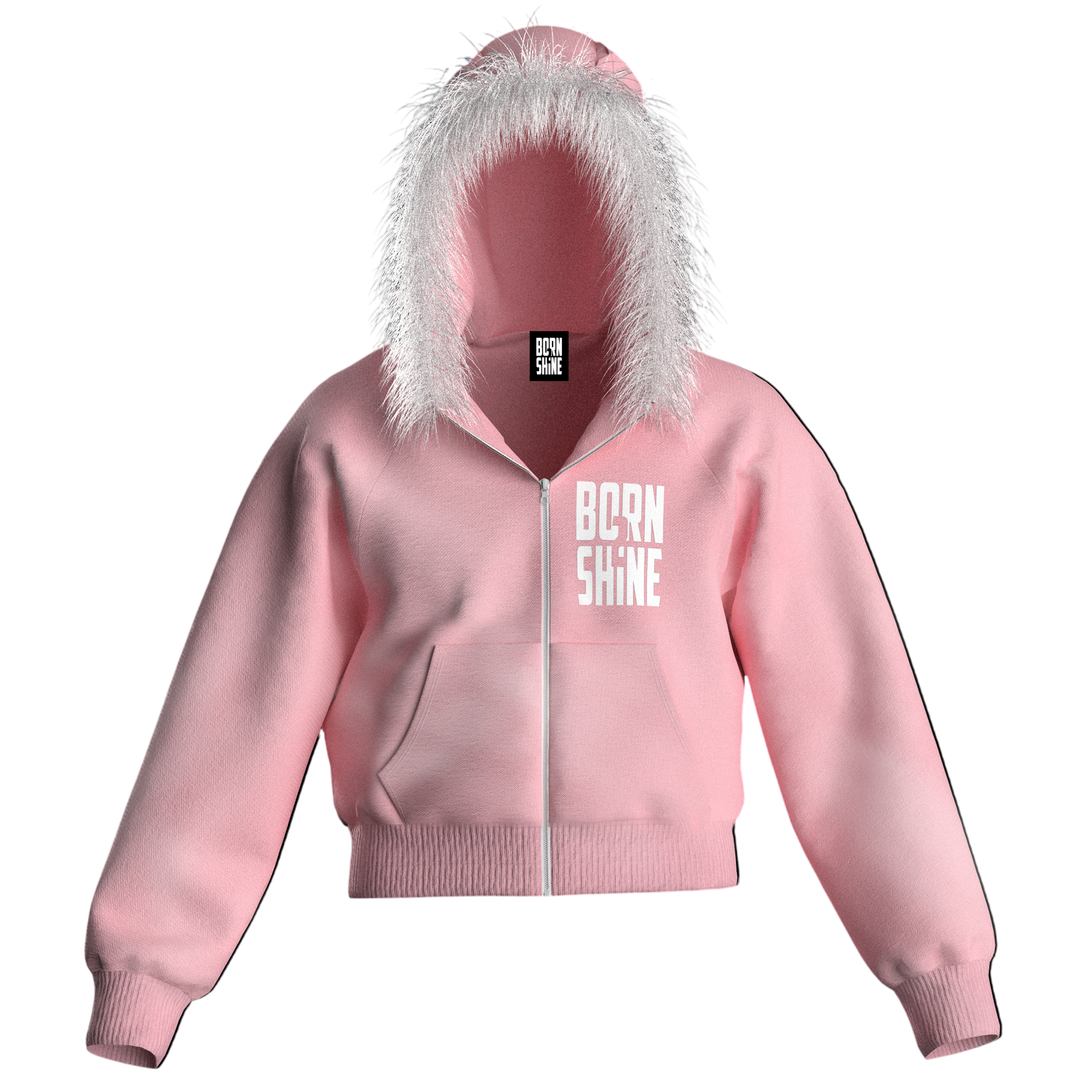 WOMAN COTTON FUR HOODIE - PINK