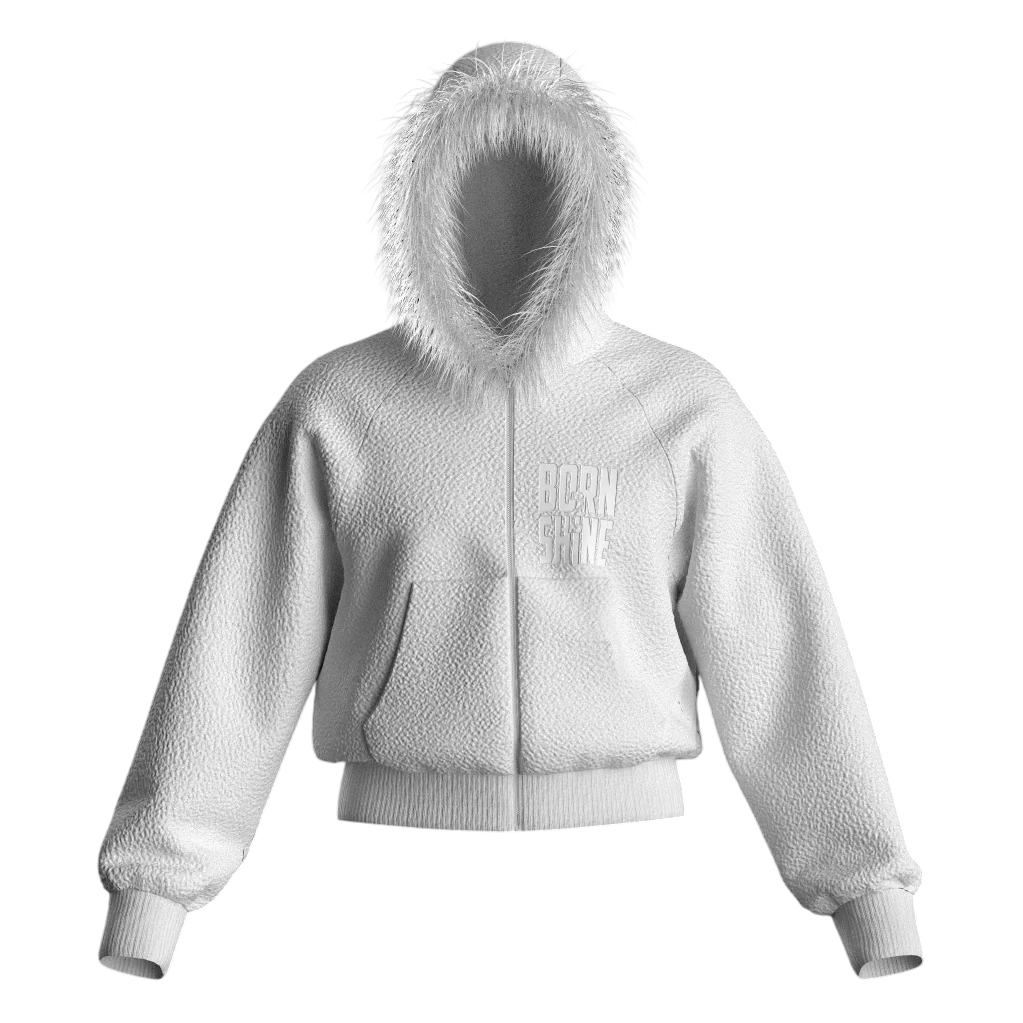 WOMAN FUR HOODIE - WHITE