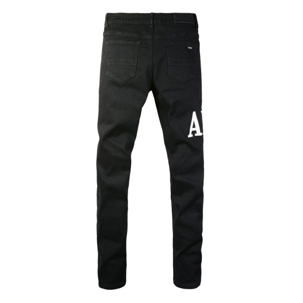 Amr Ripped White Logo Jeans