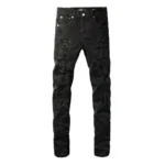 Purple Triple Ripped Black Jeans