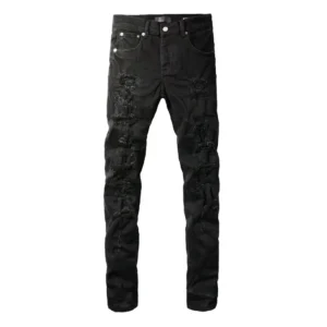 Purple Triple Ripped Black Jeans