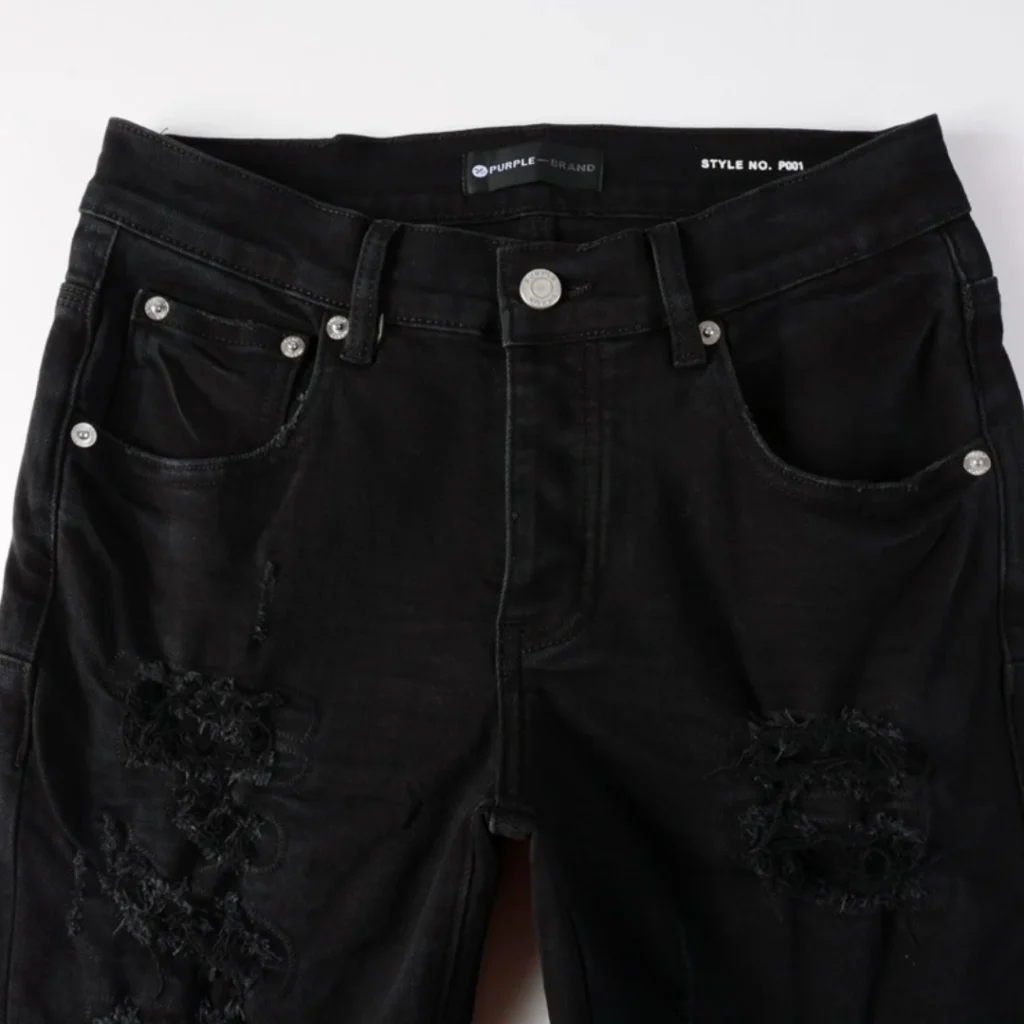 Purple Triple Ripped Black Jeans