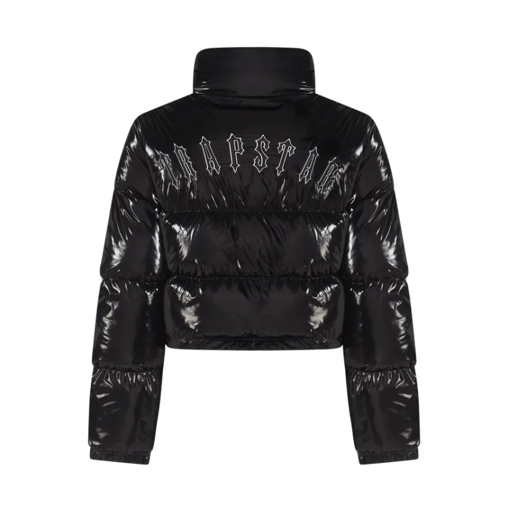 Chaqueta negra brillante decodificada para mujer