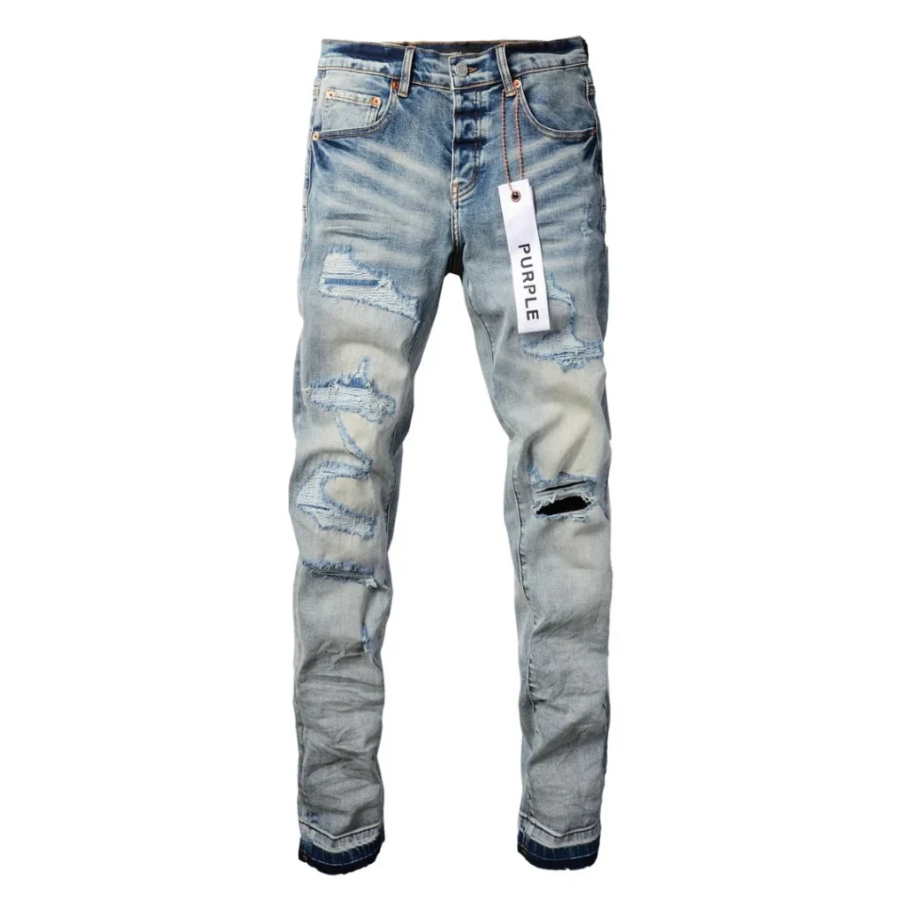 Purple Ripped Blue Jeans