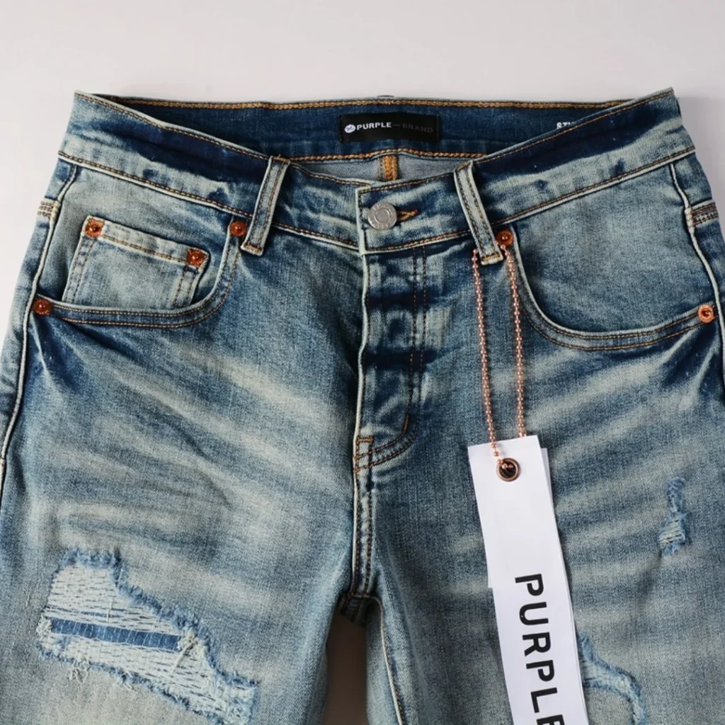 Purple Ripped Blue Jeans