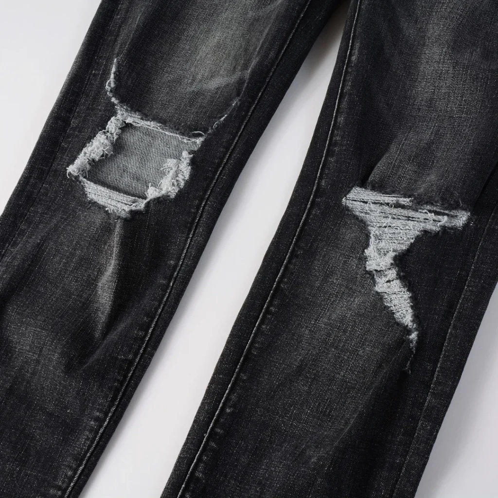 Purple Ripped Grey Black Jeans