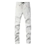 Purple White Ripped Jeans
