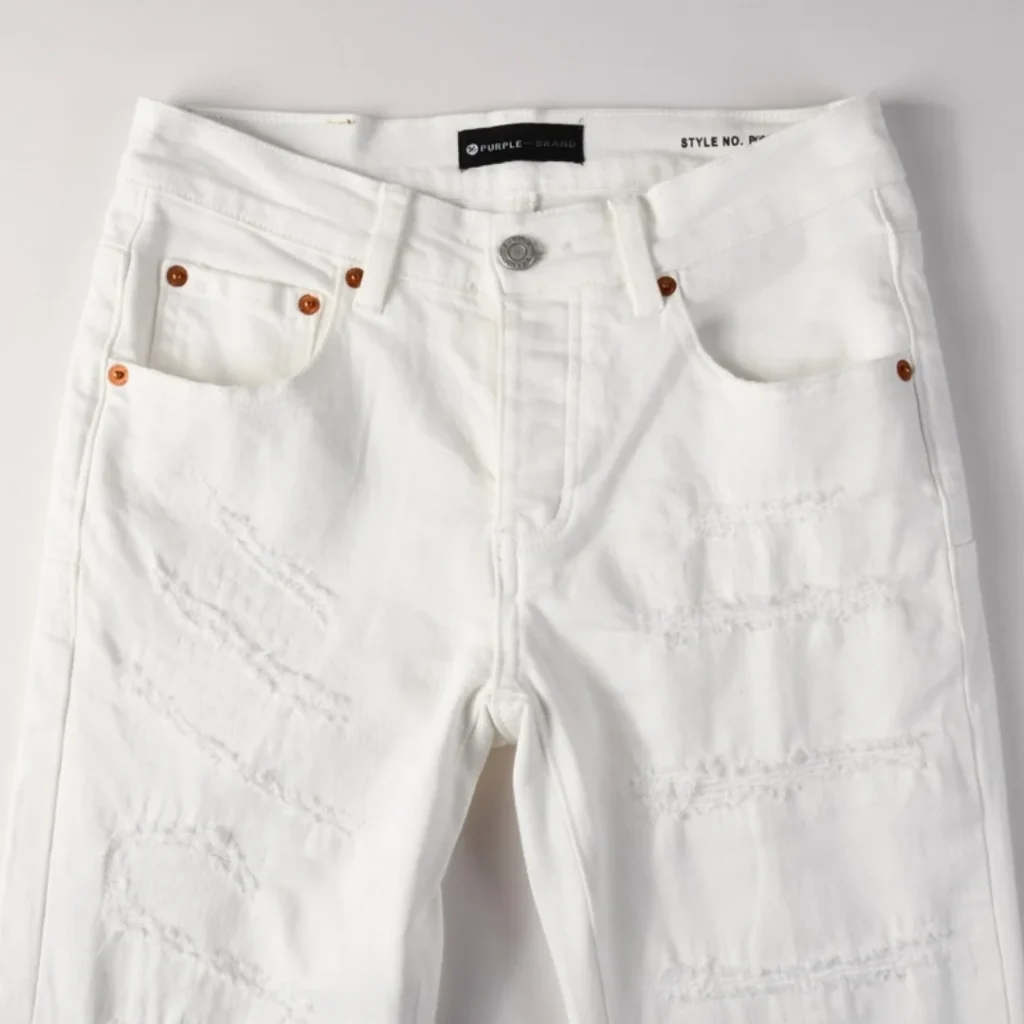 Purple White Ripped Jeans